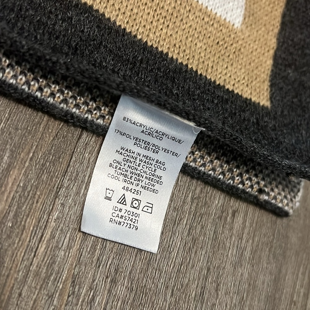 🤿Ann Taylor Women's One Size Gray Stripe Open Sides Poncho Cape Sweater Top - Picture 6 of 6